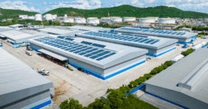 Industrial roofing Detroit auto plant with durable flat roof system for heavy manufacturing facilities