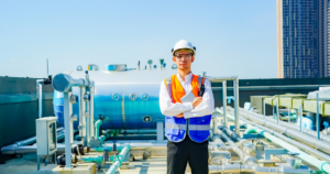 Commercial roof asset management view of rooftop HVAC units on a large flat roof