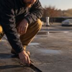 Professional evaluating the signs your commercial roof needs restoration